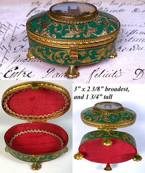 Antique French c.1850-70 Grand Tour Eglomise Souvenir Jewelry Box, RARE St. Sulpice