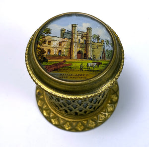 Antique French Eglomise Grand Tour Souvenir for UK, "Battle Abbey near Hastings"