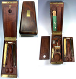 Antique Napoleonic French Empire Military Vanity Trousse, Fitted Wood Box, Razors, Etc.