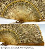 Stunning c. 1905-10 French Sequin and Horn Hand Fan, 21cm, Closed, French Empire Revival