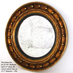 Large Antique French Napoleon III Witch's Eye Round Convex Wall Mirror, Gilt Gesso on Wood Frame