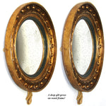 Large Antique French Napoleon III Witch's Eye Round Convex Wall Mirror, Gilt Gesso on Wood Frame