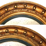 Large Antique French Napoleon III Witch's Eye Round Convex Wall Mirror, Gilt Gesso on Wood Frame