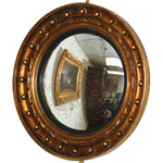 Large Antique French Napoleon III Witch's Eye Round Convex Wall Mirror, Gilt Gesso on Wood Frame