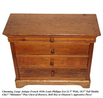 Antique French 21.5" Apprentice Project Miniature Chest of Drawers, Dovetail, Handmade