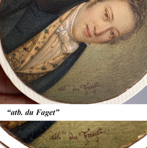 Antique French Portrait Miniature, c.1835 Gentleman, Embroidered Vest, Artist Signed
