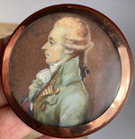 RARE c.1770s French Portrait Miniature on Blond Tortoise Shell Snuff Box, 18k Gold Mount