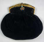 Antique French Napoleon III (mid-Victorian) era Champleve Enamel Jeweled Frame Velvet Evening Purse, Bag