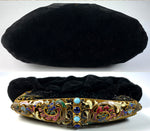 Antique French Napoleon III (mid-Victorian) era Champleve Enamel Jeweled Frame Velvet Evening Purse, Bag