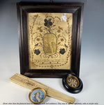 Antique French c.1800s Catholic Reliquary Frame, 8 Saints, Paperolle, Wax Seal Intact