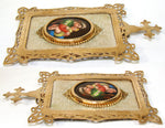 Antique French Napoleon III Religious Icon, Bronze Frame, Painting on Porcelain of Raphael's Madonna of the Chair