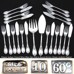 Elegant Antique French SP 22pc Fish or Dessert Fork, Knife & Serving Set, Aesthetic Style