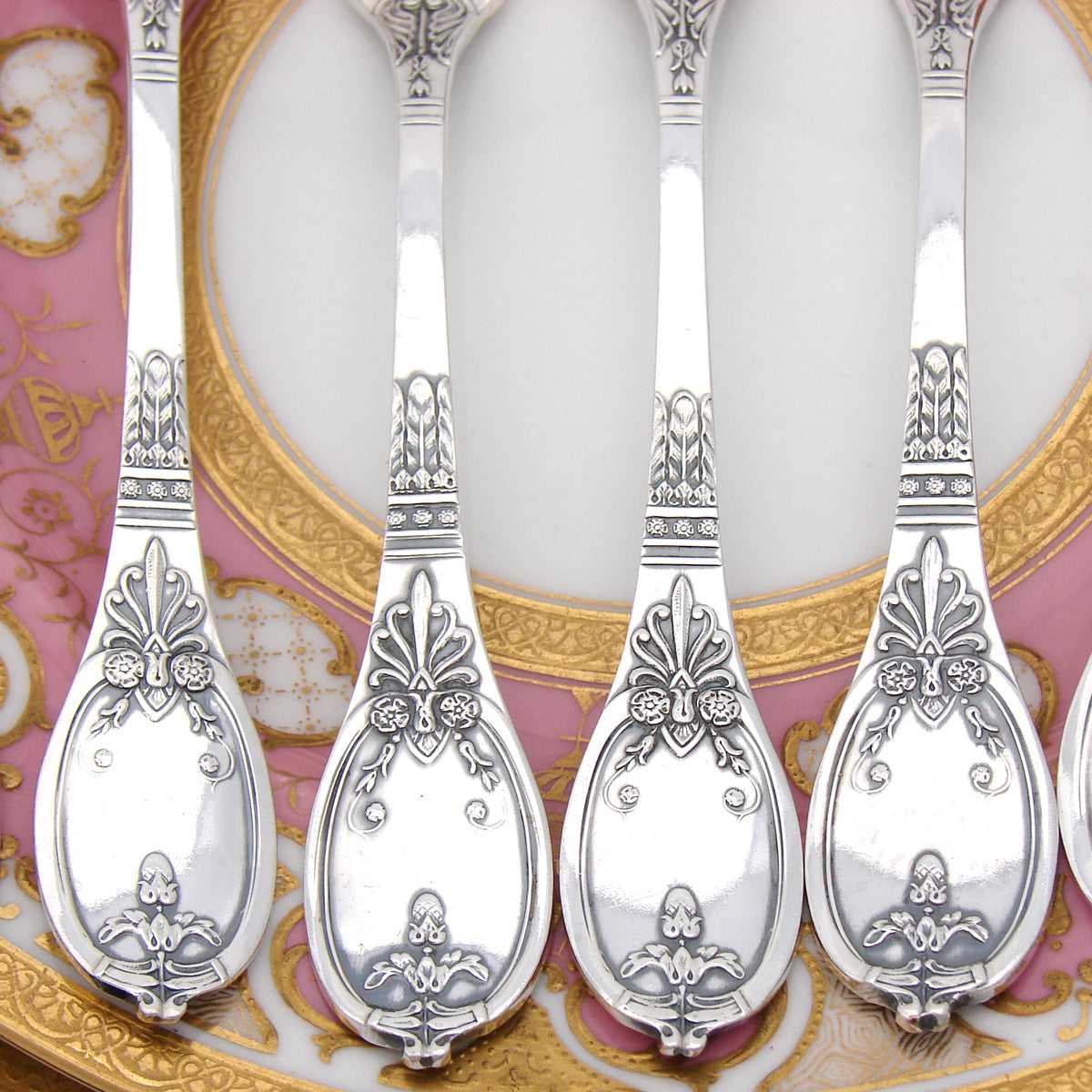 Elegant Antique French SP 22pc Fish or Dessert Fork, Knife & Serving Set, Aesthetic Style