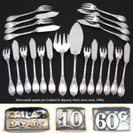 Elegant Antique French SP 22pc Fish or Dessert Fork, Knife & Serving Set, Aesthetic Style