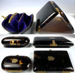 Antique Napoleon III (1850-70) French Necessaire, Tortoise Shell Card Case and Coin Purse, "SD"