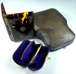 Antique Napoleon III (1850-70) French Necessaire, Tortoise Shell Card Case and Coin Purse, "SD"