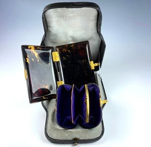 Antique Napoleon III (1850-70) French Necessaire, Tortoise Shell Card Case and Coin Purse, "SD"