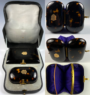 Antique Napoleon III (1850-70) French Necessaire, Tortoise Shell Card Case and Coin Purse, "SD"