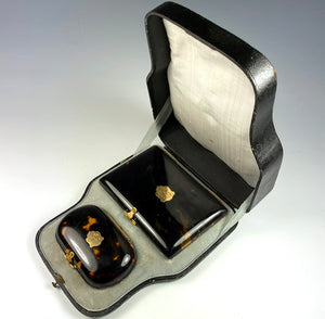 Antique Napoleon III (1850-70) French Necessaire, Tortoise Shell Card Case and Coin Purse, "SD"