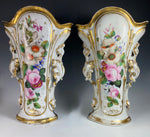 HUGE Pair French Old Paris Porcelain Vases 13" Tall, Church Alter Vase Set, 19th c.