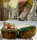 Antique 18th Century French Necessaire, Perfume or Scent Caddy, Vernis Martin Painting