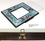 Lovely Antique Victorian Beadwork Picture Frame or Note Pad with Milk Glass Insert