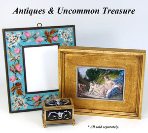 Lovely Antique Victorian Beadwork Picture Frame or Note Pad with Milk Glass Insert