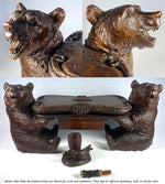 Rare Antique Black Forest 8.5" Sitting Bears Music Box, Musical Stool for Child, or Table Service