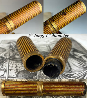 Antique 18th Century French Billet Doux, 18k Gold Rings on Vernis Martin Love Notes Etui