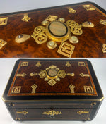 Opulent Large 12" Jewelry or Desk Box, French Napoleon III Era Chest, Mother of Pearl