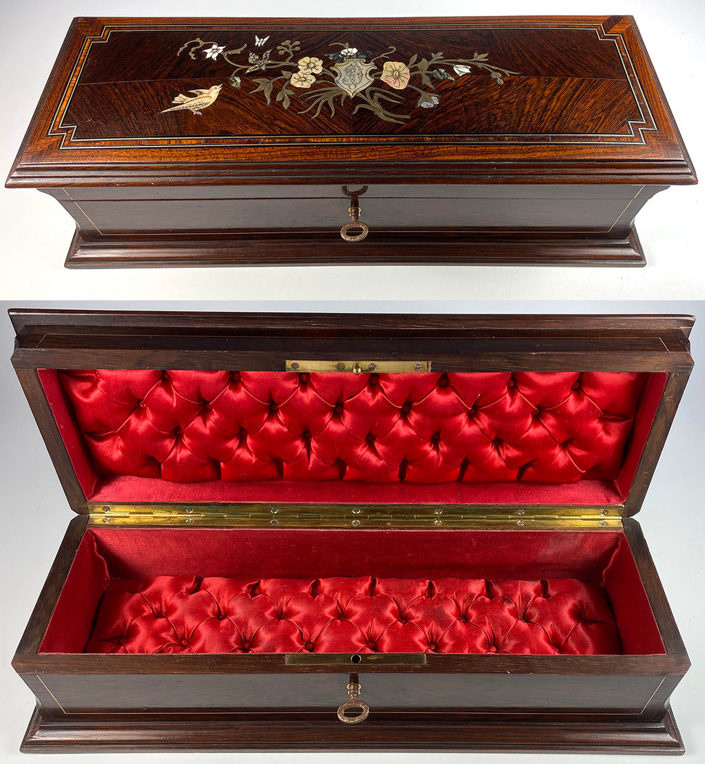 Superb Antique French Napoleon III Era 13.5" Glove, Document, Desk or Jewelry Box, Chest