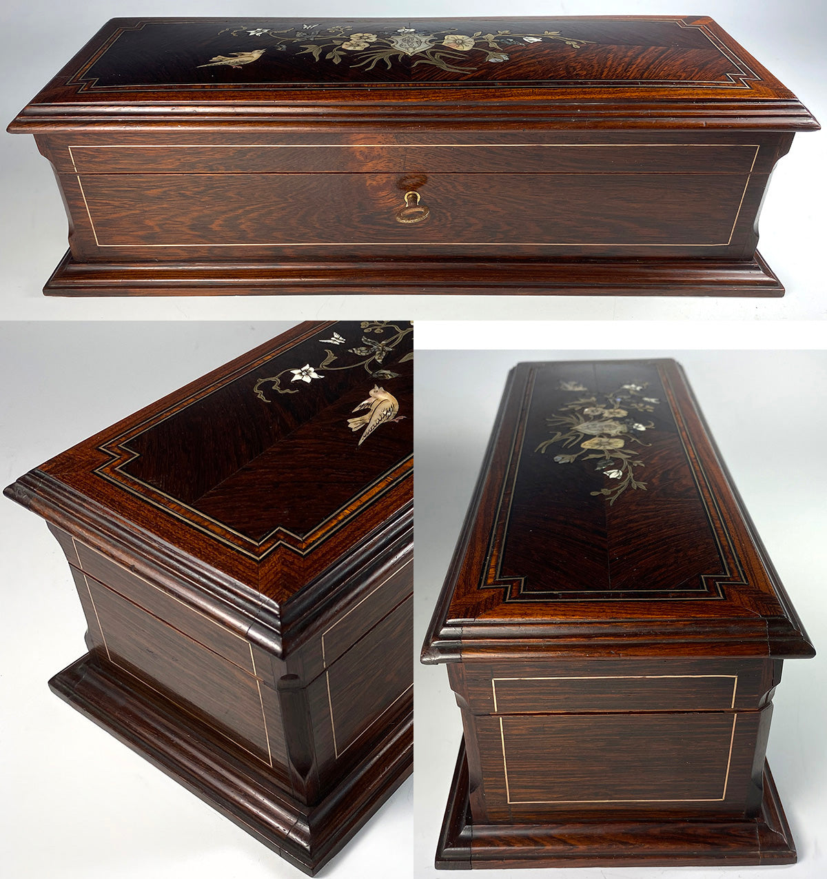 Superb Antique French Napoleon III Era 13.5" Glove, Document, Desk or Jewelry Box, Chest