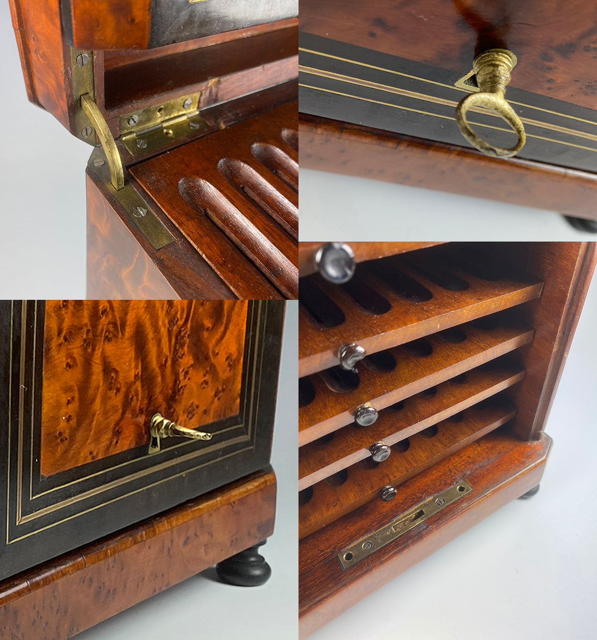 Antique French Napoleon III Era (c.1850-70) Cigar Cabinet, Chest, Presentation Box, Holds 50