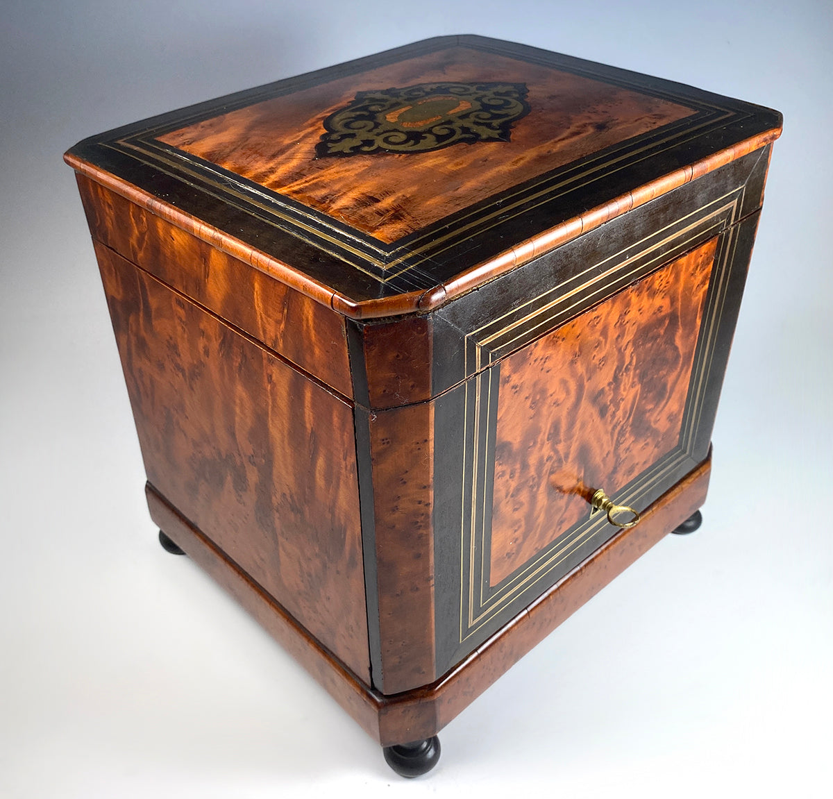 Antique French Napoleon III Era (c.1850-70) Cigar Cabinet, Chest, Presentation Box, Holds 50