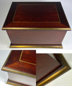 Fine Antique to Vintage French Cigar Chest, Box, Presenter, Elegant Wood, Brass Trim