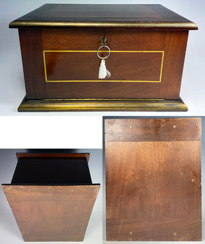 Fine Antique to Vintage French Cigar Chest, Box, Presenter, Elegant Wood, Brass Trim