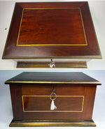 Fine Antique to Vintage French Cigar Chest, Box, Presenter, Elegant Wood, Brass Trim