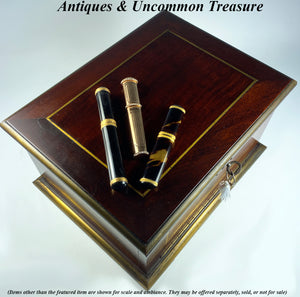 Fine Antique to Vintage French Cigar Chest, Box, Presenter, Elegant Wood, Brass Trim