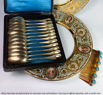 Antique French Tiara 4.5" Hair Comb, Ornament, Napoleon III Blue Opaline Cabochons