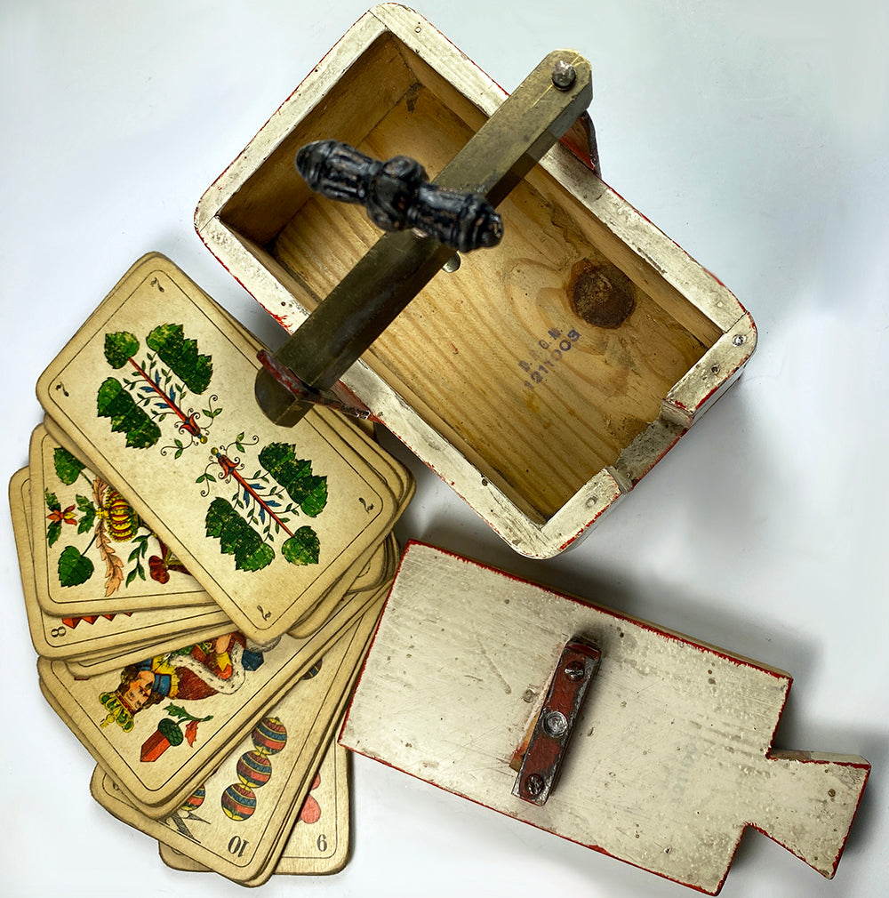 Antique 19th Century Card Press, Flower Press, Group of Antique Tarot Cards