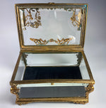 Antique Belle Epoch French Jewelry Box, Baccarat Beveled Crystal and Classical Figures