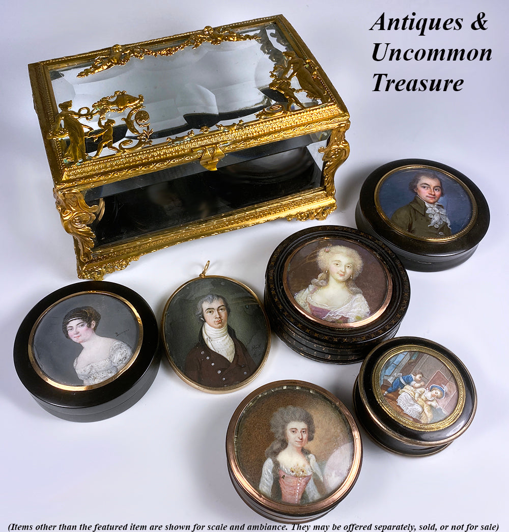Antique Belle Epoch French Jewelry Box, Baccarat Beveled Crystal and Classical Figures