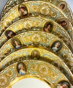 RAREST Set of 6 HP Rosenthal Dresden Portrait Miniature & Raised Gold Enamel Plates, Richard Wehsner