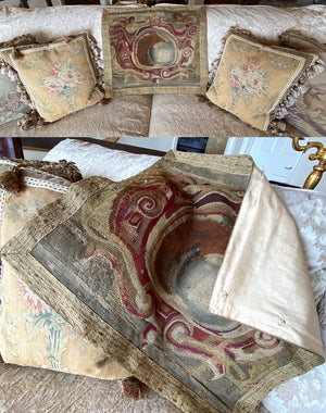 Antique 17th Century Aubusson or Gobelin Tapestry Fragment, Wall Hanging or Make Pillow