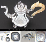 Lovely Antique French Sterling Silver 8oz Solitaire Sized Coffee or Tea Pot, Child or Doll Size