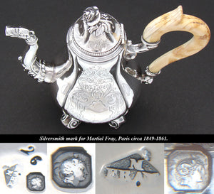 Lovely Antique French Sterling Silver 8oz Solitaire Sized Coffee or Tea Pot, Child or Doll Size