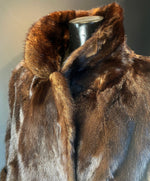 Vintage Mink Coat, Jacket, 3/4 length and size 8-12, Quilted Silk Lining, Brown Fur