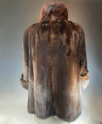 Vintage Mink Coat, Jacket, 3/4 length and size 8-12, Quilted Silk Lining, Brown Fur