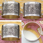 Antique French Sterling Silver 2" Napkin Ring, Ornate Foliate, "Berthe" Inscription