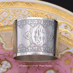 Antique French PUIFORCAT Sterling Silver Napkin Ring, Ornate Foliate Pattern, "CL” Monogram